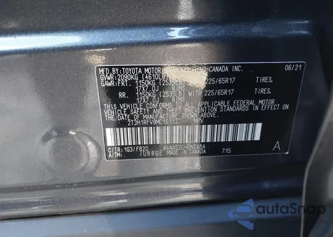 2021 Toyota Rav4 Le from USA, damaged, VIN 2T3H1RFV9MC151137